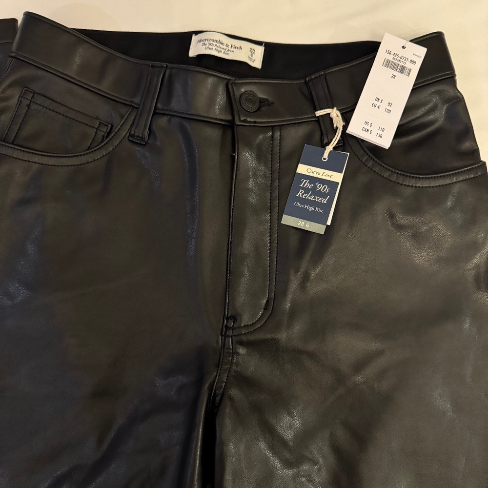 Abercrombie & Fitch Ultra High Rise Black Faux Leather